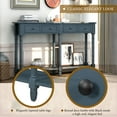 thumbnail image 5 of 58" Vintage Console Table, Solid Wood Sofa Table with 2 Storage Drawers and Open Bottom Shelf, Narrow Side Table for Living Room, Kitchen, Hallway, Entryway, Antique Navy, 5 of 9
