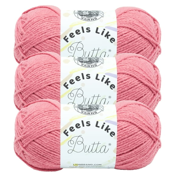 Lion Brand Yarn Feels Like Butta Dusty Pink Medium Polyester Yarn 3 Pack