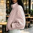 thumbnail image 6 of QIYAGBSA Cropped Puffer Jackets for Women Polka Dot Stand Collar Full Zip Long Sleeve with Pockets Drawstring Hem for Fall Weekend and Outdoor Walks, 6 of 8