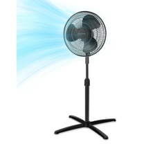 16 Inch Wide Angle Oscillating Fan, 3 Speed Adjustable Height Pedestal Standing Fan, Quiet Floor Fan for Bedroom Kitchen Living Room Office, Black