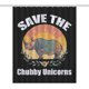 thumbnail image 1 of Cortina de ducha impermeable Save The Chubby Unicorns, ligera y lavable a máquina, para decoración de baño, 152 x 183 cm (60 x 72 pulgadas), 1 of 8