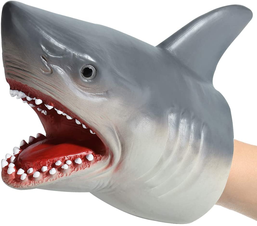 Arogan Shark Hand Puppet Realistic Soft Rubber Shark Toy for Kids Boys  Girls Shark Head Glove Toy (1 Pack) 
