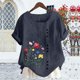 thumbnail image 5 of Xuyuer Women's Spring And Summer Block Print Round Neck Button Short Sleeve Casual T-Shirt, 5 of 5