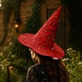 thumbnail image 2 of Witch Hat for Women, Halloween Party Costume Hat, Tall Pointed Wide Brim Quilted Cone, Great for Dress Up Cosplay and Festive Parties Red, 2 of 2