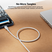 Belkin BoostCharge Braided USB-A to USB-C Cable (5ft) for iPhone 16 Series, iPhone 15 Series, Samsung Galaxy, Note, Pixel Devices iPad Pro, More - Silver