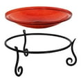 thumbnail image 1 of Achla Designs Hand Blown Glass Birdbath with Miniature Stand, Tomato Red, 1 of 6