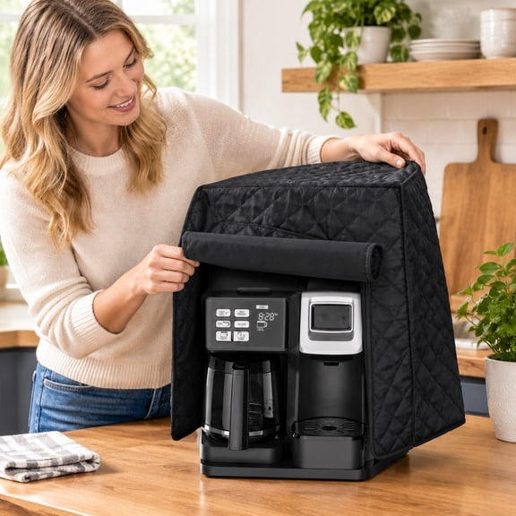 Quilted Appliance Dust Cover for Kitchen Appliances, Machine Washable Padded Cover, Black - Toaster, Coffee Maker & Stand Mixer