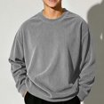 thumbnail image 2 of WAVSUF Boys Solid Sweatshirt, Long Sleeve Loose Fit Round Neck Winter Warm Comfort Pullover Gray 3, 2 of 8