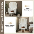 thumbnail image 3 of Yardi Yarda Antique Makeup Vanity Desk with Triple Mirror, 6-Drawer Dressing Table Set with Stool, Full Length Mirror for Indoor, White, 3 of 20