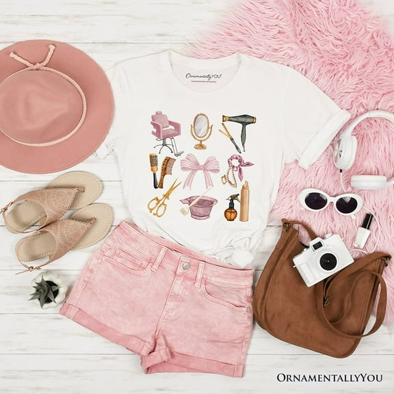 Hairstylist Coquette Aesthetic T-Shirt, Pink Hair Dresser Tee