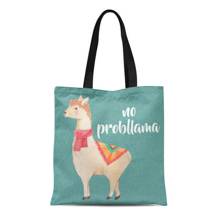 KDAGR Canvas Tote Bag Best No Watercolor Llamas Aunt Modern Hipster Housewarming Dorm Reusable Handbag Shoulder Grocery Shopping