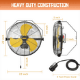 thumbnail image 7 of 5100 CFM Safety Yellow 20 inch Outdoor High Velocity Wall Mounted Fan with IP44 Enclosure Motor, Sealed Control Box, 9 FT Cord & GFCI Plug, Weatherproof for Patio, Workstation - UL Listed, 7 of 7