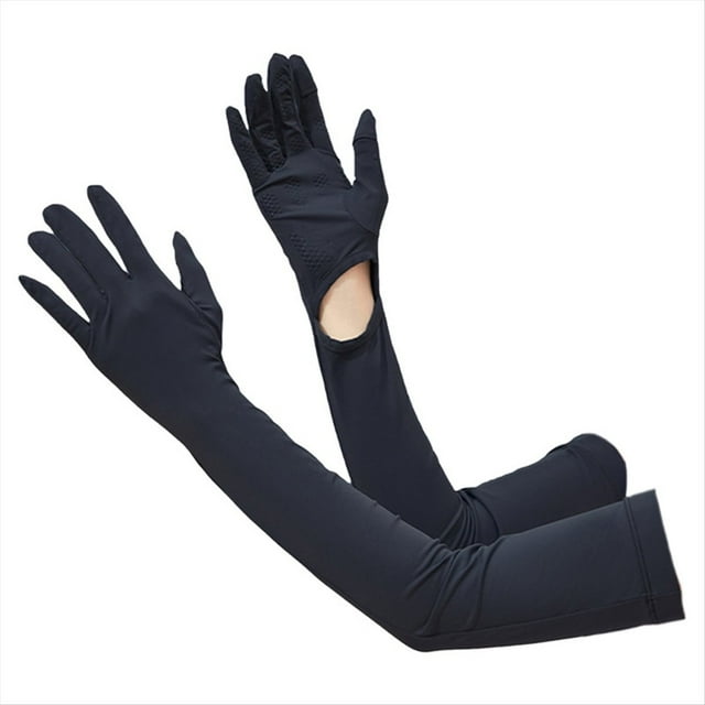 Guantes Largos de Protección Solar UV para Mujer, Brazo con Pantalla Táctil, Guantes para Conducir Al Sol, UPF 50+ para Deportes Al Aire Libre, Ciclismo, Negro