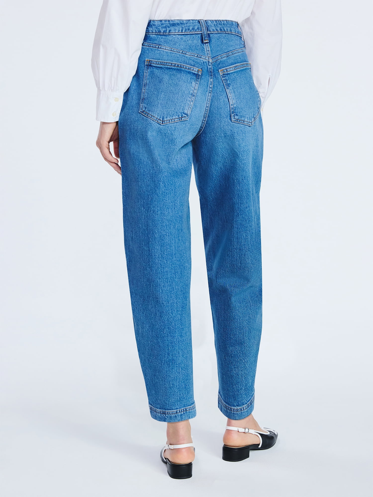 Free Assembly Women's Mid Rise Wide Hem Barrel Jeans, 28" Inseam, Sizes 0-20
