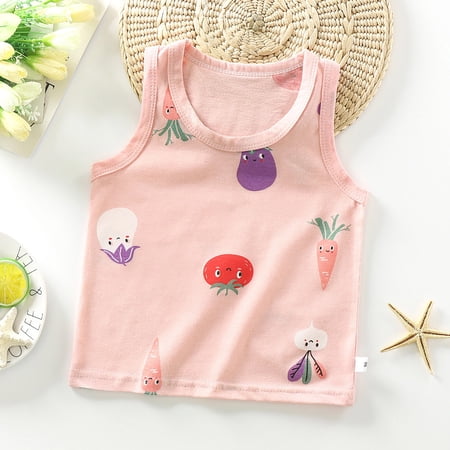 Baby Tees Boys Summer Cute Print Sleeveless Tank Top Stretchy Casual Boys Tops Light Pink 3-4 Years