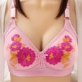 thumbnail image 3 of YeJammarp Women's Wireless Bra Embroidery Floral Minimizer Bras for Women Cozy Breathable Seamless Push Up Bra Casual Bras For Women (42/95BC, Pink), 3 of 3