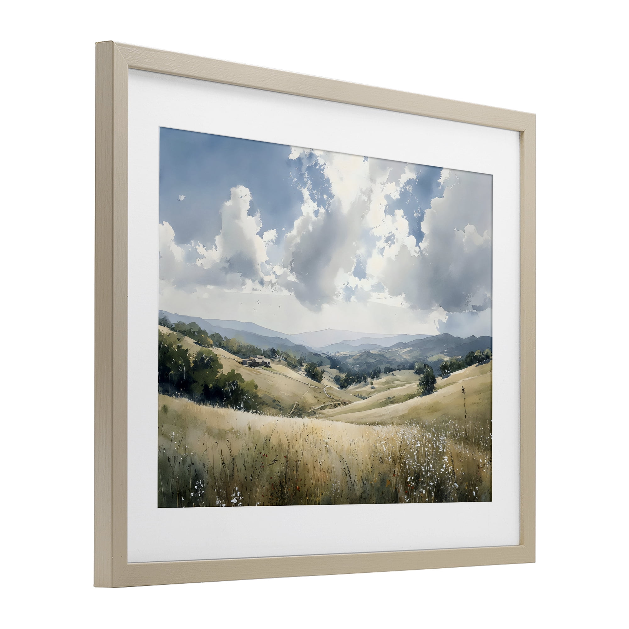 Stupell Industries Distant Hill House in Meadow Birch Framed Print Under Glass, design by Franklyn Gregory