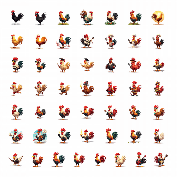 50pcs Pilot Rooster Animal Cartoon Cool Stationery Stickers Decals Set for Water Bottle Laptop Phone Tablet Bicycle Toy