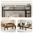 thumbnail image 4 of Finnhomy Loft Bed Twin Size with L Desk/ 4-Tier Storage Shelves, Heavy Duty Metal Bunk Loft Twin Bed Frames with 2 Entry Stairs/Power Outlet/Tray, Noise Free/Space-Saving/No Box Spring Need, 4 of 6