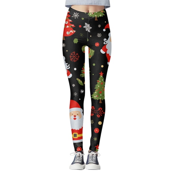 Gibobby Pantalones de yoga Mallas con estampado navideño para mujer, mallas deportivas con Control de Yoga, mallas deportivas para mujer, mallas de cintura alta(AG,G)