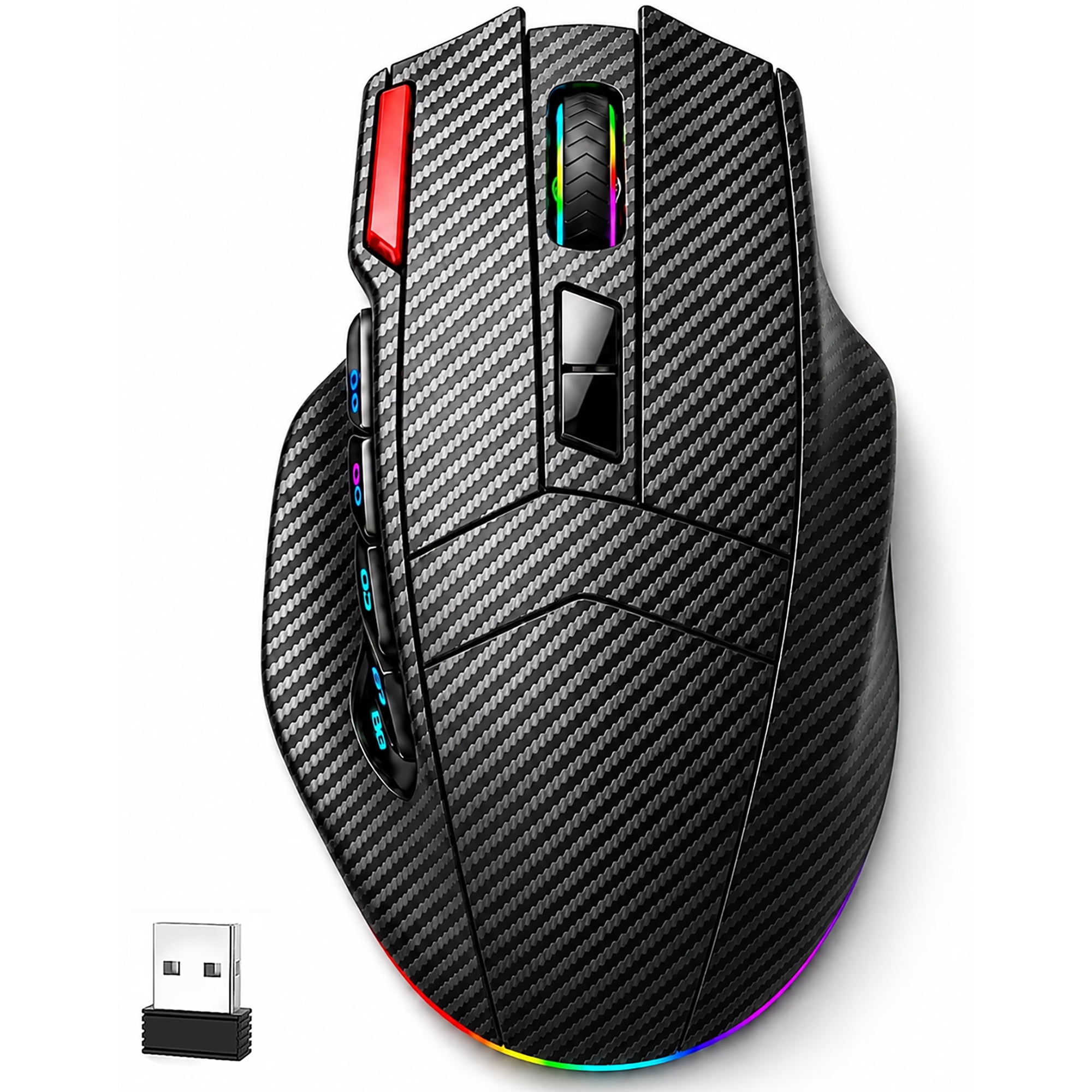 Wireless Gaming Mouse Tri-Mode 2.4GHz Bluetooth USB-C Wired 25600 DPI 1000Hz 12 Programmable Buttons Rechargeable RGB Ergonomic PC Gaming Mouse