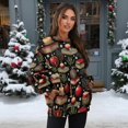thumbnail image 2 of SCRAWLGOD Christmas Day Womens Round Neck Sweatshirts with Pockets Long Sleeve Trendy Pullover Casual Comfy Drop Shoulder Loose Fit Tops Clothes, Ornament Ball Candle Book Snowflake Black, XL, 2 of 6