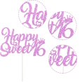 thumbnail image 3 of Adorno para tartas KELTORA Happy Sweet 16, color rosa brillante para niñas, 3 of 9