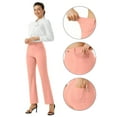 thumbnail image 6 of Boli Women's Pants Solid Color Elastic Waist Work Office Straight Leg Casual Pants，Size S-2XL, 6 of 7