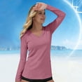 thumbnail image 3 of Pounoo Women's Sun Protection Tops V Neck Long Sleeve Side Ruched UV Protection Shirts Casual Lightweight Tunics Gift, 3 of 6