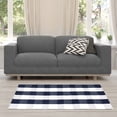 thumbnail image 3 of Unique Bargains Cotton Woven Checkered Area Floor Rug Carpet Mat Navy & White 51"x24", 3 of 8