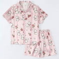 thumbnail image 2 of Gubotare Pajama Set for Girls Short Sleeve Big Girls Summer Short Sleeve Pajama Sets Cute Cat Patterns Sleepwear Nighty Size 8-9 (Pink,8-9 Years), 2 of 4