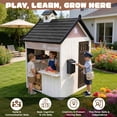 thumbnail image 3 of COCLUB Kids Outdoor Playhouse, 2-In-1 Grocery Store Pretend Play and Backyard Grill Station, Outside Wood Playhouse W/ Play Food Cash Register, Chalkboard and Mailbox for Boys Girls Ages 4-8, White, 3 of 9