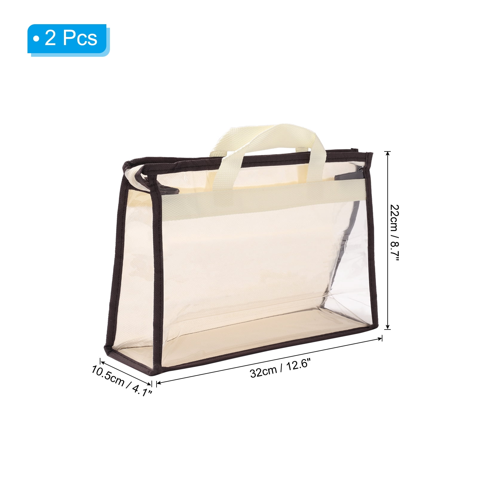 Unique Bargains Durable Handbag Dust Bags Clear Purse Storage Organizer Cover 12.60"x4.13"x8.66" Beige