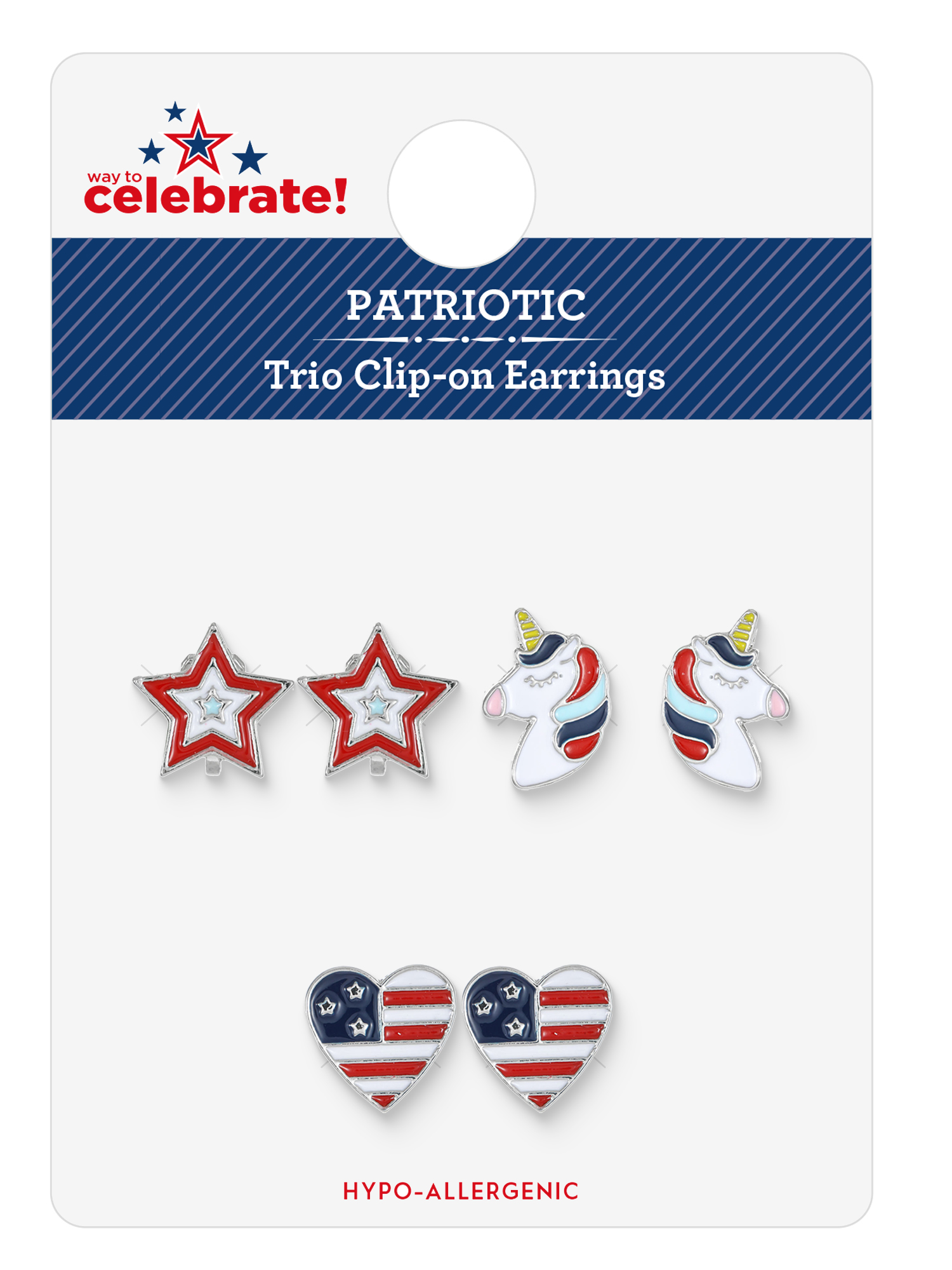 Way to Celebrate Americana Patriotic Clip-On Earring Set