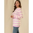 thumbnail image 4 of INSPIRE CHIC Suéter de rayas túnica con hombros descubiertos y cuello redondo para mujer Rosa S, 4 of 6