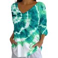 thumbnail image 2 of Endives Women's 3/4 Length Sleeve Womens Tops 2025 Vintage Fashion Casual Loose with Round Neck Shirts Blouse, 2 of 6