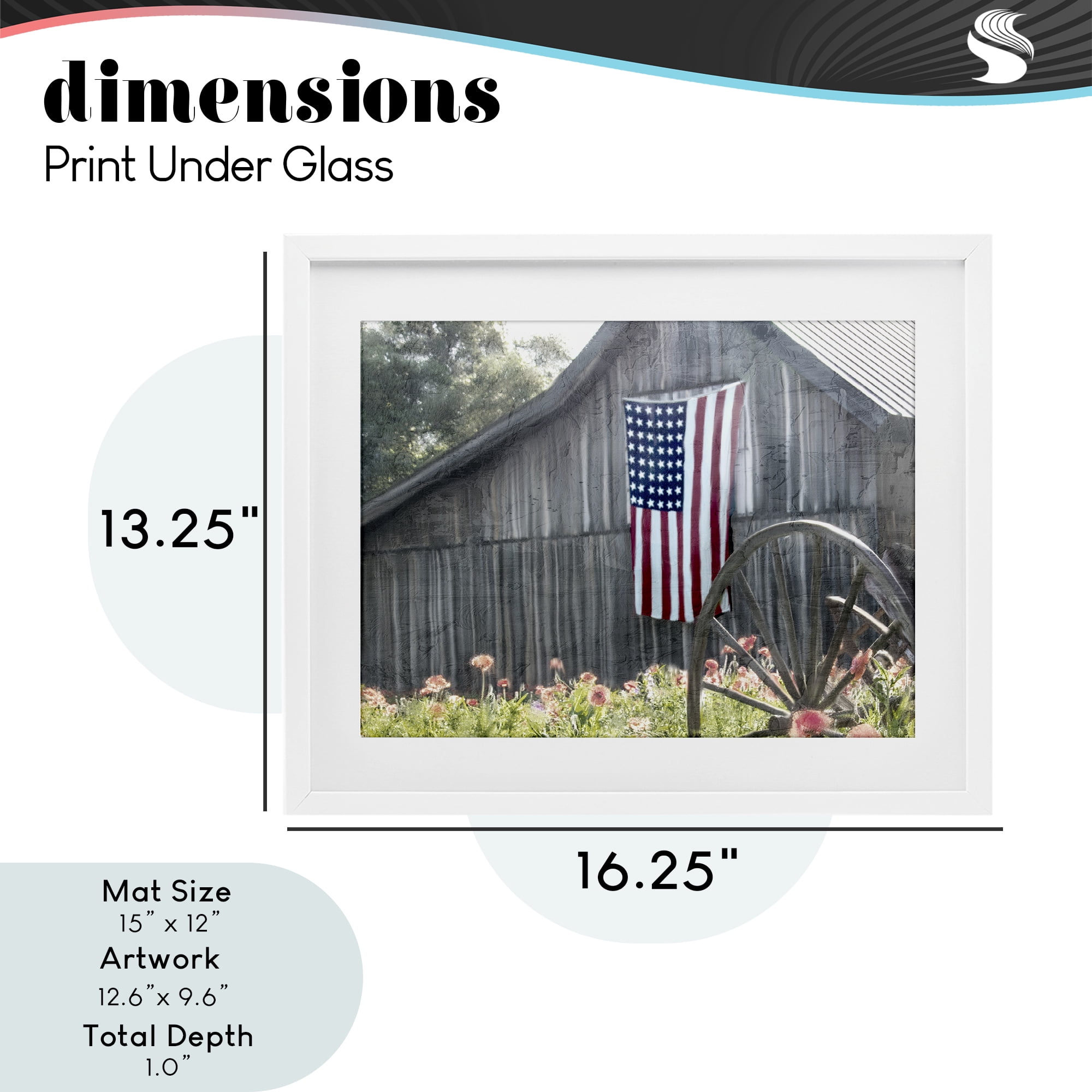 Stupell Industries USA Wagon Wheel Barn White Framed Print Under Glass, design by Kim Allen