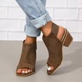 thumbnail image 2 of SACFOF Womens Peep Toe Booties Summer Chunky Low Heels Cutout Sandals Slingback Ankle Booties Western Shoes, 2 of 5