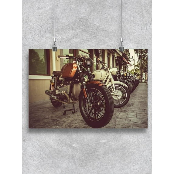 Classic Motorcycles Parked Poster -Image by Shutterstock