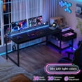 thumbnail image 3 of DurayLoly Gaming Desk 48.1 Inch with LED Lights and Power Outlets,Reversible Computer Desk with Drawers and Shelf,Gaming Table with Hooks for Headphone,Bags,Small Desk for Bedroom,Dorm,Black, 3 of 18