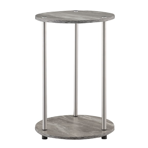 Pemberly Row Two-Tier Round End Table in Gray Wood
