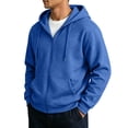 thumbnail image 2 of Nestiefly Full Zip Hoodies for Men Oversized Hooded Fleece Sweatshirt Thermal Open Front Cardigan, Zipper Jackets, Basic Fit, Warm Royal Blue L, 2 of 6