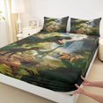 thumbnail image 4 of Homewish Retro Dinosaur Queen Sheets,Rustic Wild Animal Queen Sheet Sets,Green,4-Piece,1 Flat Sheet, 1 Fitted Sheet and 2 Pillowcases, 4 of 6