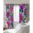 thumbnail image 4 of Purple Flowers Blackout Curtains for Bedroom Living Room Darkening Curtains 84 Inch Length 2 Panels Set Spring Floral Leaves Botanical Watercolor Window Curtain Window Treatment Drapes 42"x84", 4 of 9