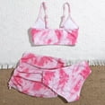 thumbnail image 4 of Xmarks Girl's 3 Piece Swimsuits Tie Dye Bikini Bathing Suit with Cover Up Beach Skirt Pink 8Y, 4 of 7