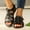 Black, variant on Summer Sandals for Women Casual Wide Width Strappy Gladiator Flat Sandal Trendy Double Buckle Fashion Plus Size Comfort Beach Shoes Brown Women Sandal