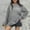 68#Gray, variant on Ftwytp Womens Round Neck Hollow Out Casual Top Sweater Knitted Long Sleeved Bottoming Shirt Comfortable Soft Pullover Solid Color Loose Jumpers