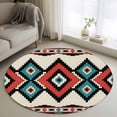 thumbnail image 2 of Aztec Southwest Large Area Rugs for Bedroom Living Room, Soft Non Slip Carpet Bedside Rug, Tribes Vintage Red Blue Abstract Round Floor Cover Kitchen Accent Rug 3.3' for Dining Room/Office, 2 of 9