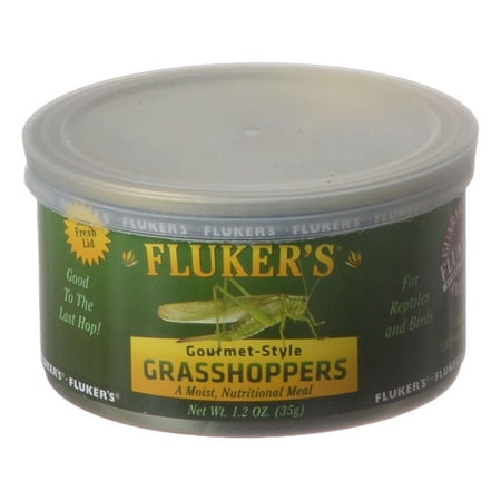 Fluker's Gourmet Canned Food for Reptiles, Fish, Birds and Small Animals, Grass Hoppers 1.2 oz