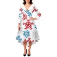 thumbnail image 4 of Christmas Dresses for Women Women's Fashion Elegant Autun And Winter Long Sleeve V-Neck Christmas Print Dress for Holiday Party,White,2XL, 4 of 5